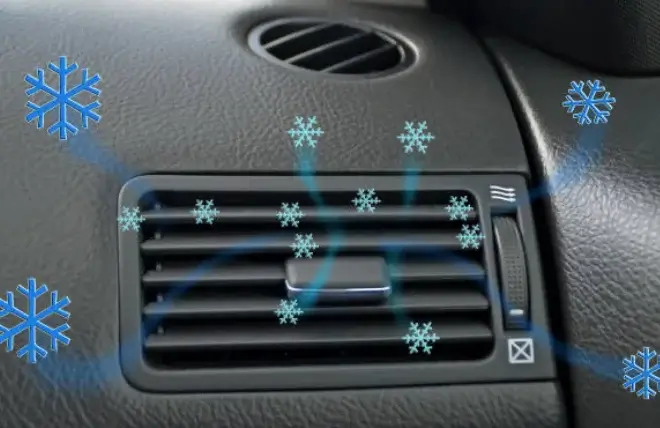 Car AC vent with cold airflow