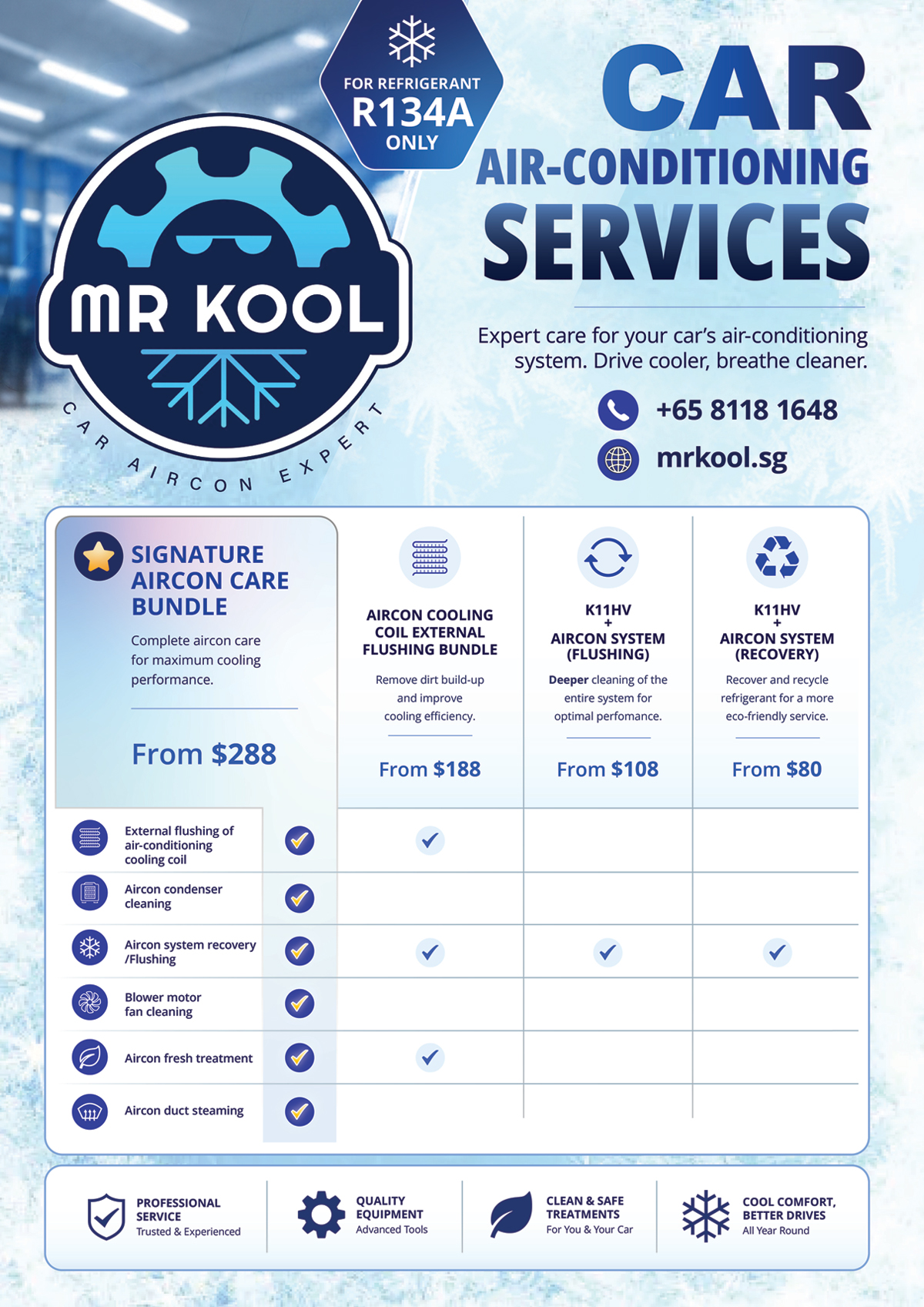 Mr Kool car air conditioning service price list
